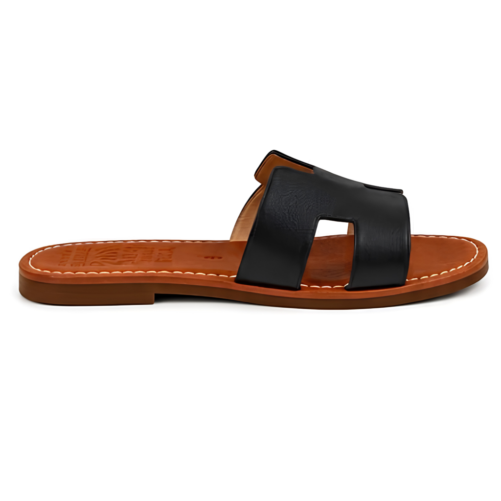 Sandale marocaine femme en cuir noir – Élégante et intemporelle