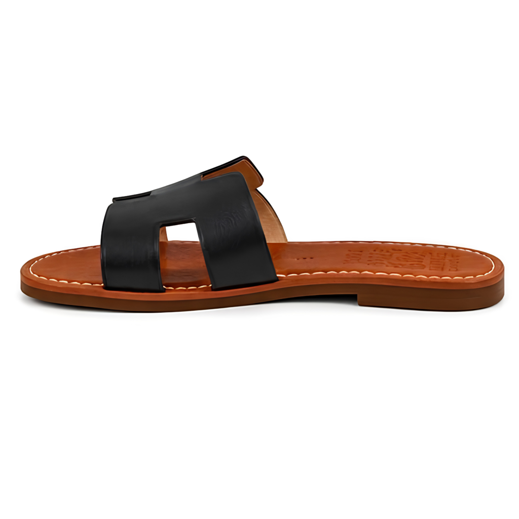 Sandale marocaine femme en cuir noir – Élégante et intemporelle