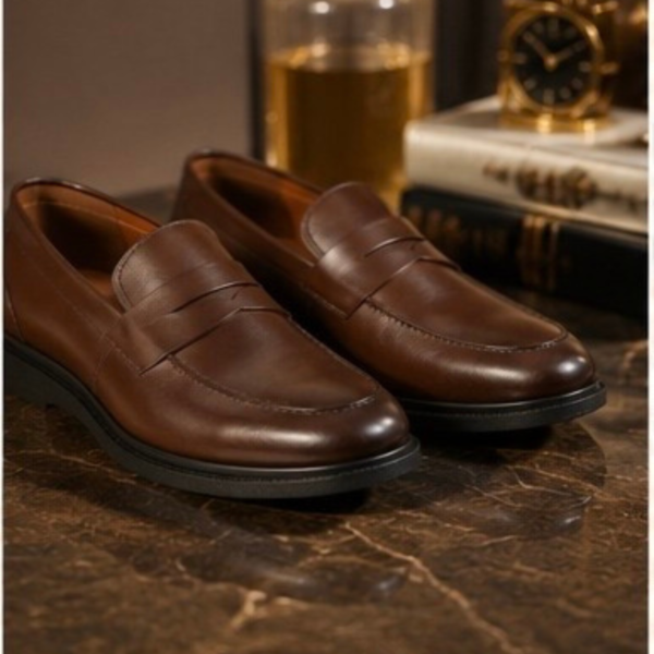 Mocassins Homme Marron Foncé en Cuir – Style Élégant et Chic